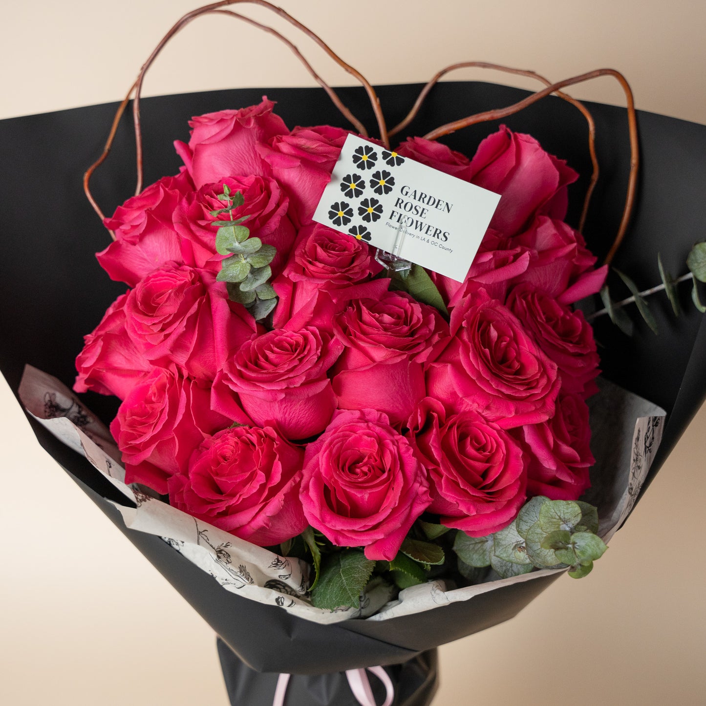 Hot Pink Heart-Shaped Rose Bouquet
